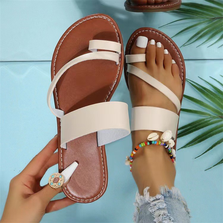 Wholesale Best Seller Rubber Sole Open Toe Flat Sandals PU Upper Part of the Shoe Casual Sandals With High Material