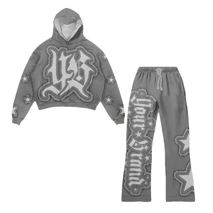 OEM Wholesale Trending Men Sets Tracksuit Cotton Polyester Patchwork Custom Streetwear Tracksuits for Men