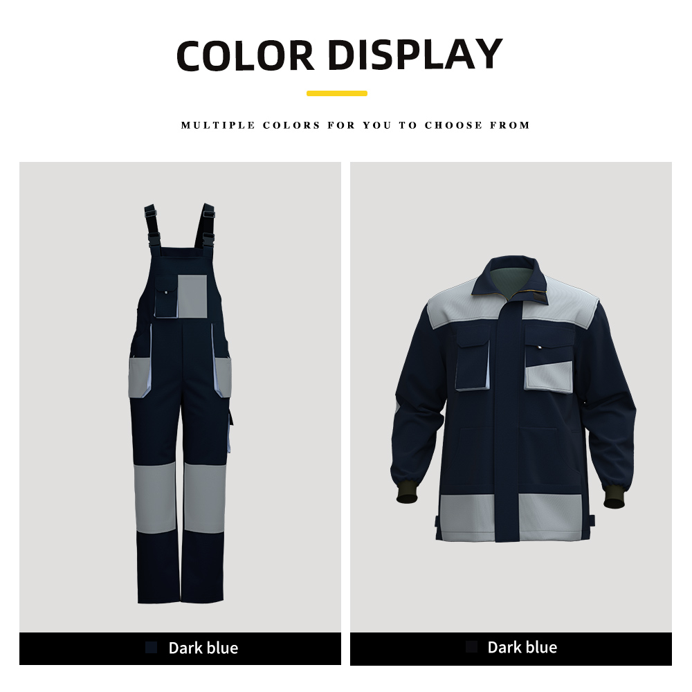 Wear Resistant Mining Work Suits Jacket and Bib Pants Construction Work Uniforms with Multi Pockets Men Workwear