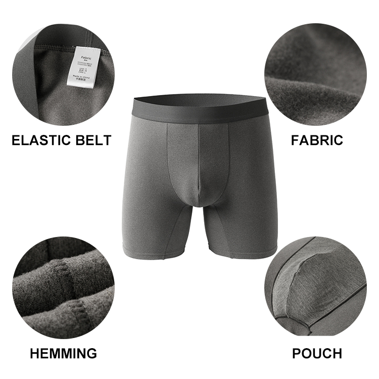 Mens Underwear Boxer Long Competitive Price Custom Logo Design Spandex Breathable Mens Boxer
