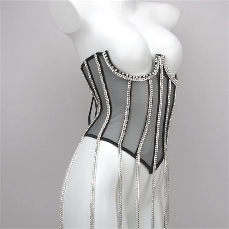 Bright Diamond Chain Shapewear Hot Girl Outside Wear Hipster Corset