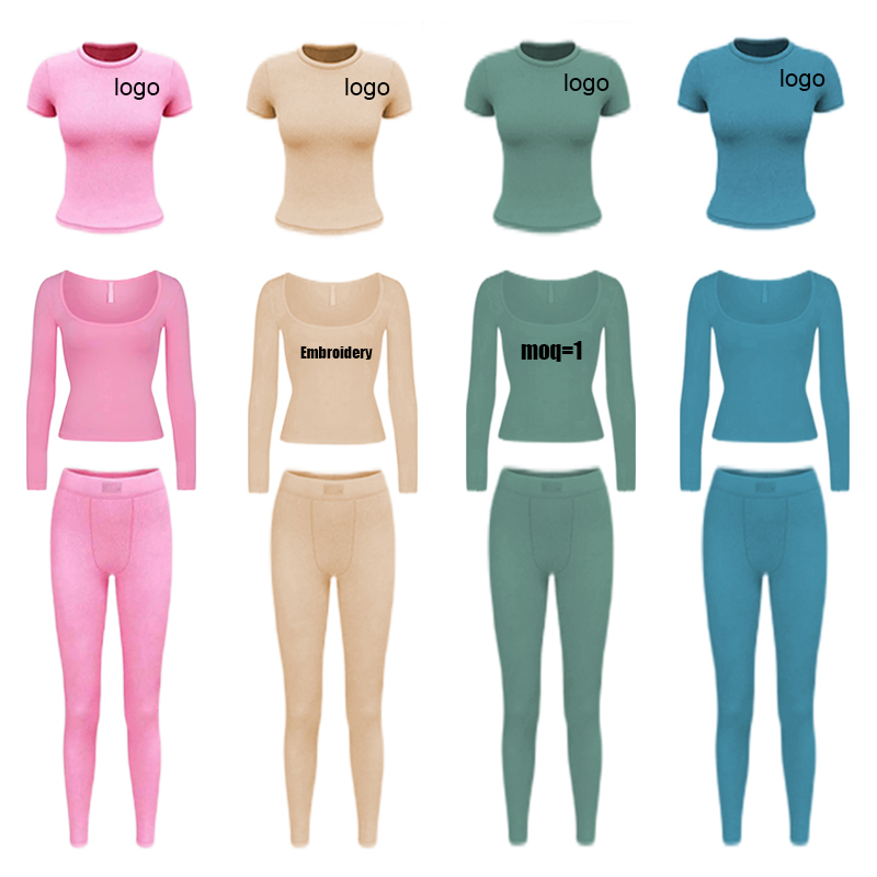 Casual Yoga Legging Family Matching Outfits Custom Elasticity Tracksuits Flare Pants Cotton Embroidery Lounge Wear Women Sets