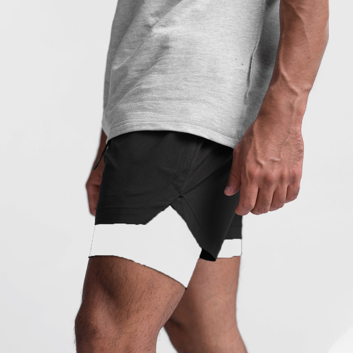 Workout Athletic Mens 2 In 1 Gym Training Shorts Breathable Quick Dry Gym Fitness Running Shorts Casual Sports Men's Shorts