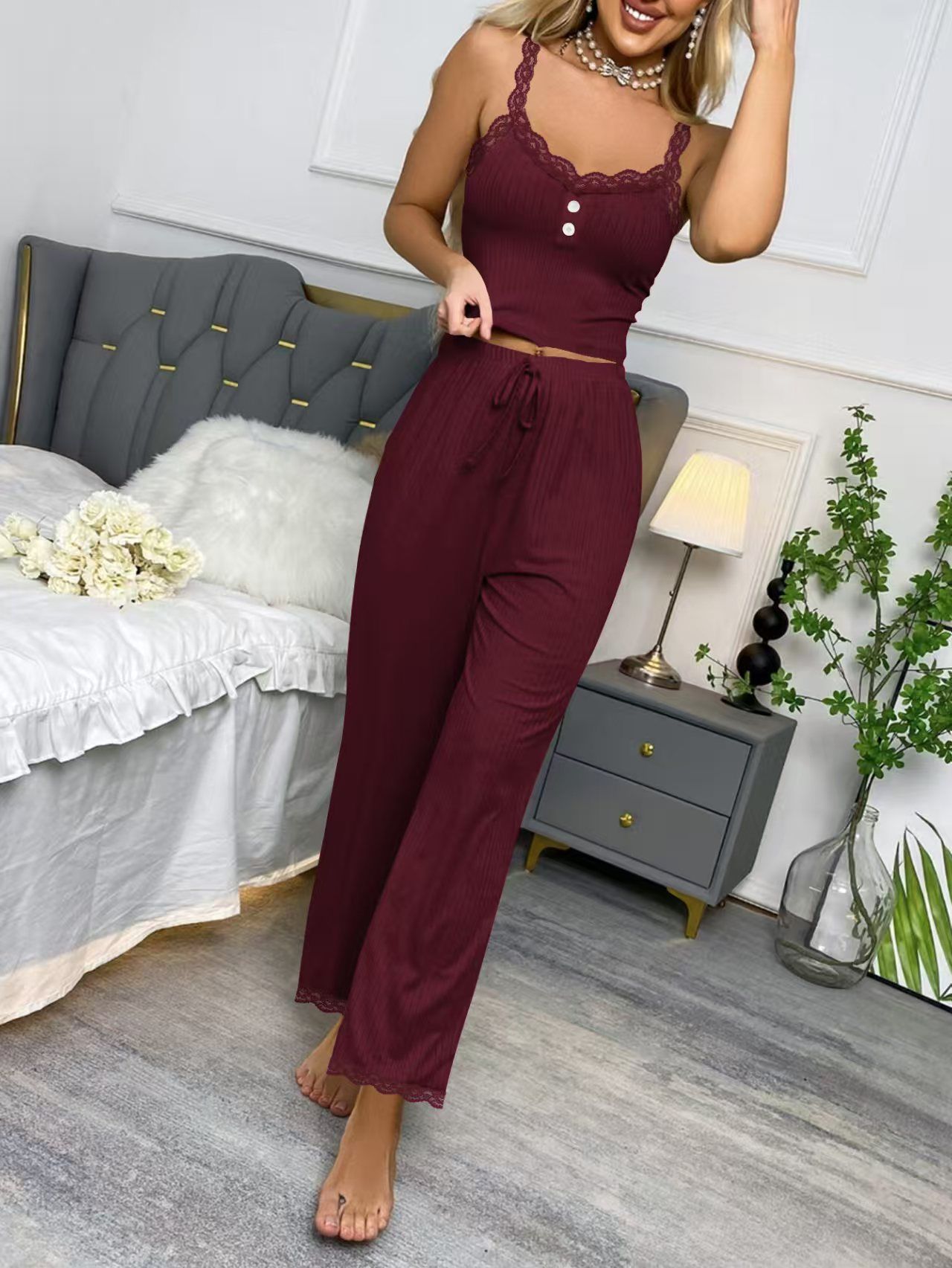 Wholesale Women's Knitted Soft Pajama Sets Various Styles Breathable Loungewear Pajamas