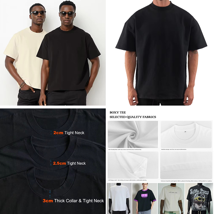 Mens Custom 250GSM Drop Shoulder Graphic Heavyweight Cotton Streetwear Boxy Oversized Tshirt