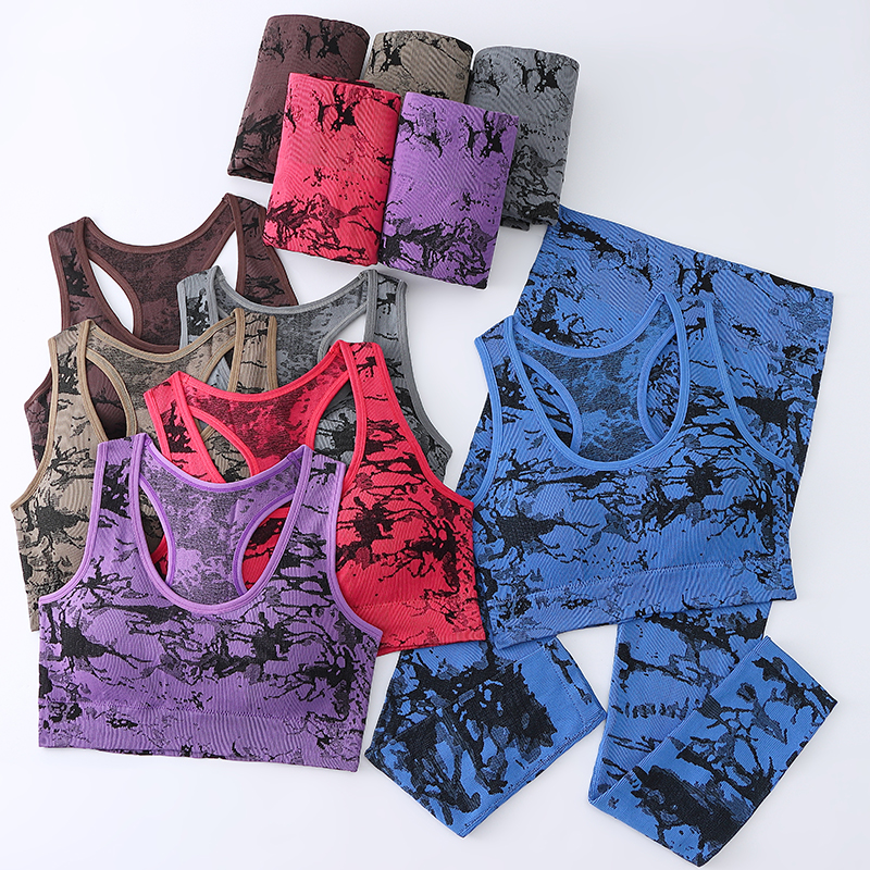 Women's Yoga Suit Seamless Pants Sports Suit High - Quality Tie Dye Underwear Set Featuring Long Pants Sportswear Sports Bra Set