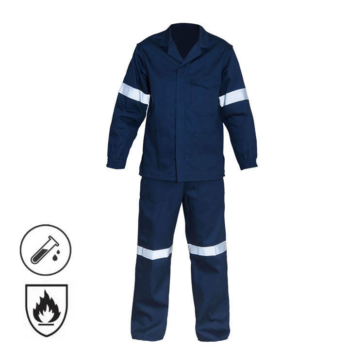 Factory Supply Navy Blue 100% Cotton Industrial Factory Flame Retardant Acid Resistant Conti Work Suits