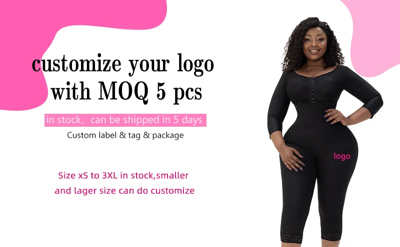 Factory Custom Made High Compression Bbl Post Surgery Bodysuit Faja Butt Lifter Tummy Control Shapewear with Bra