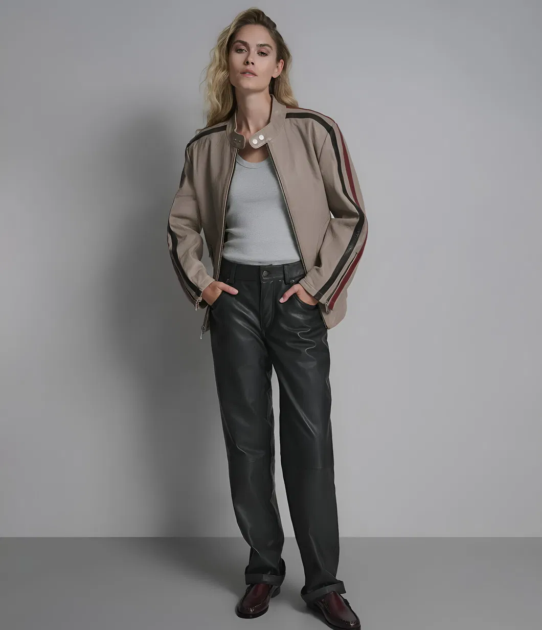 Sleek Motorcycle Outerwear with Zipper Closure for Day-to-Night Fashion