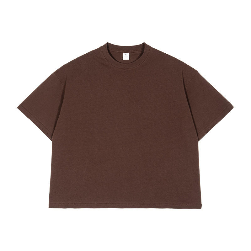 Men's Heavyweight Cropped T-Shirt Oversize Round Neck with Boxy Fit Short Sleeves Plain Knitted Shirt Wholesale