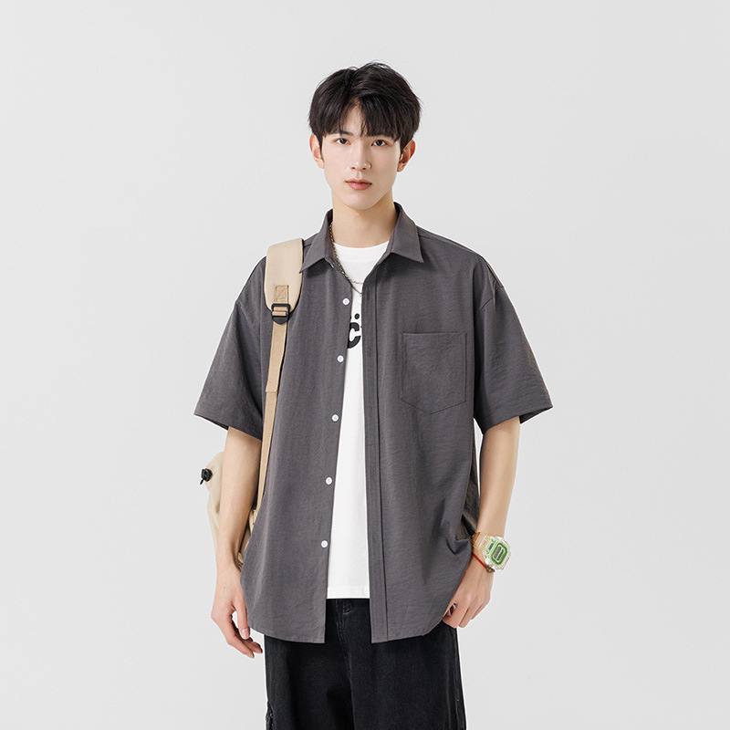 Men's Stand Collar Breathable Loose Summer Short-sleeve Shirt for Casual Wear in Summer a Comfortable Stylish Option for Men