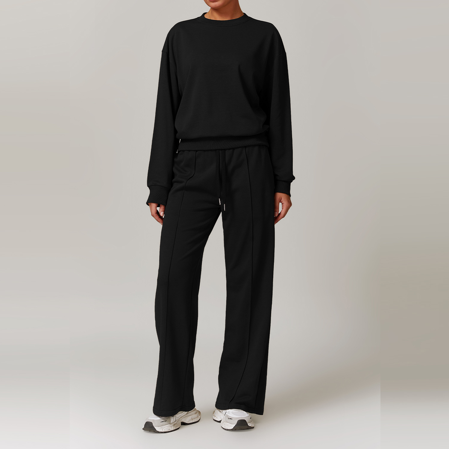 Women's Leisure Jogging Wear Breathable Plus Size High Waist Slimming Sweat Suit Long Sleeve Sports Pants Running Fitness