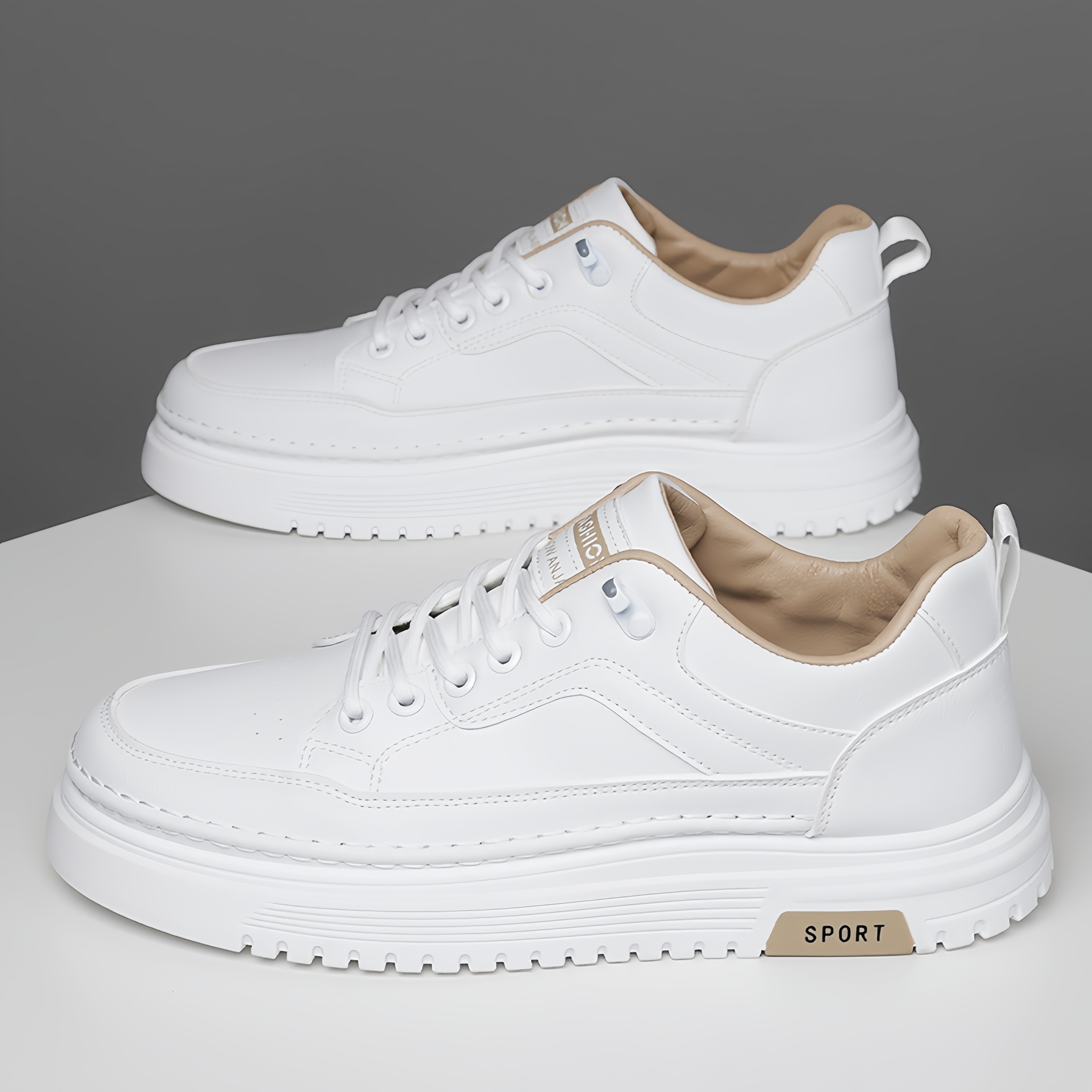 Men's Casual Shoes PU Leather Mesh Fashionable Men's Casual Sports Shoes Breathable Trendy Running Shoes Men's Casual Sneakers