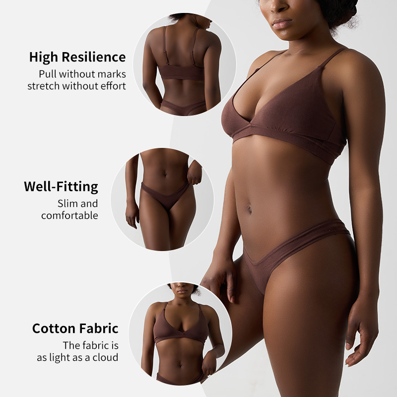 SK1233&amp;SK1233-1 Cotton Jersey Sexy T-thong Briefs Breathable Anti-bacterial Underwear Lounge Bra and Underwear&amp; Panties