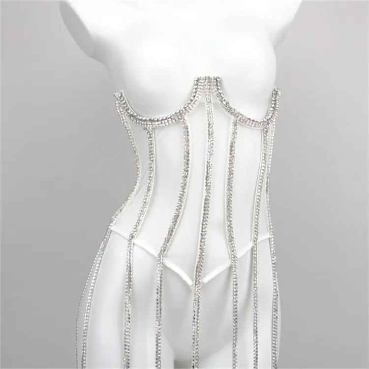 Bright Diamond Chain Shapewear Hot Girl Outside Wear Hipster Corset