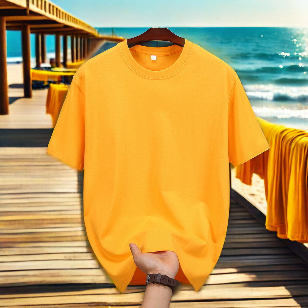 Men's Summer Round Neck T-Shirt Cute Printed Short Sleeved In Polyester/Cotton 180 Grams Knitted Fabric With Pattern