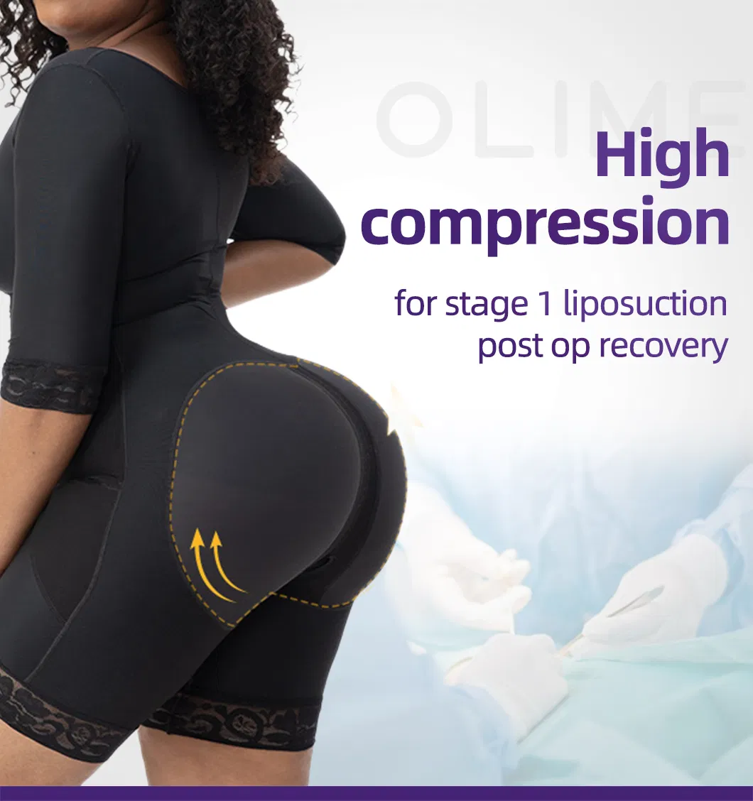 Post Surgery Open Crotch Waist Trainer Slimming Corset Long Sleeves Girdles After Op Bbl Liposuction Used Garment Faha Shapewear Fajas Colombianas