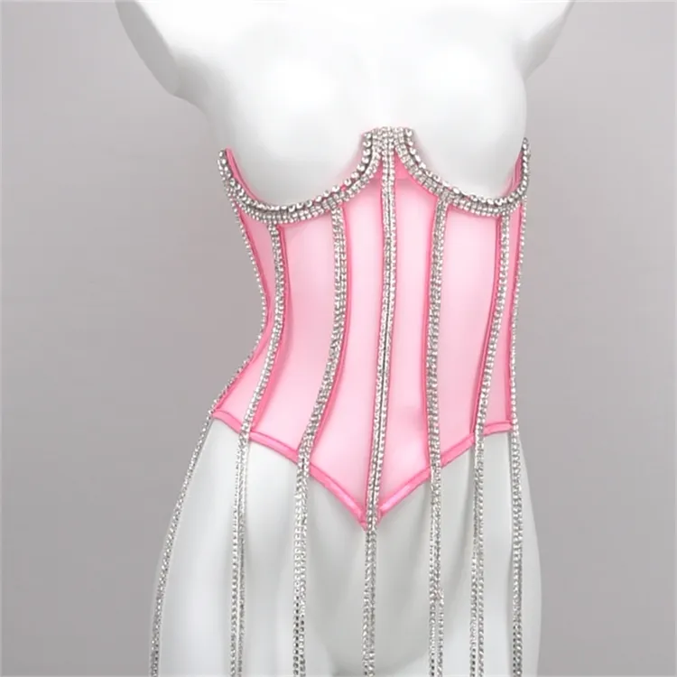 Bright Diamond Chain Shapewear Hot Girl Outside Wear Hipster Corset