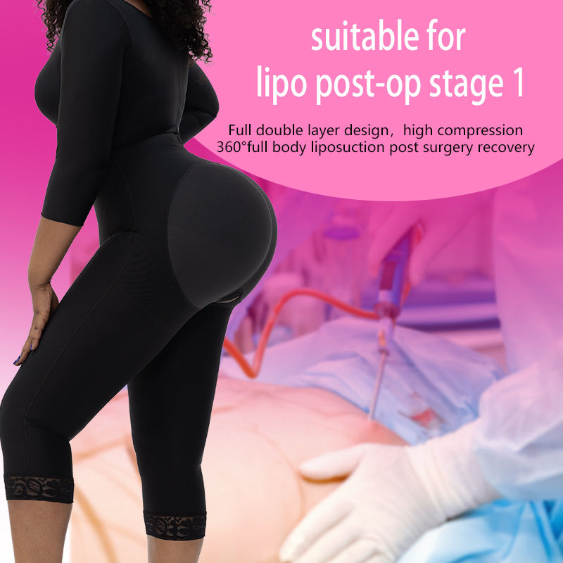 Factory Custom Made High Compression Bbl Post Surgery Bodysuit Faja Butt Lifter Tummy Control Shapewear with Bra