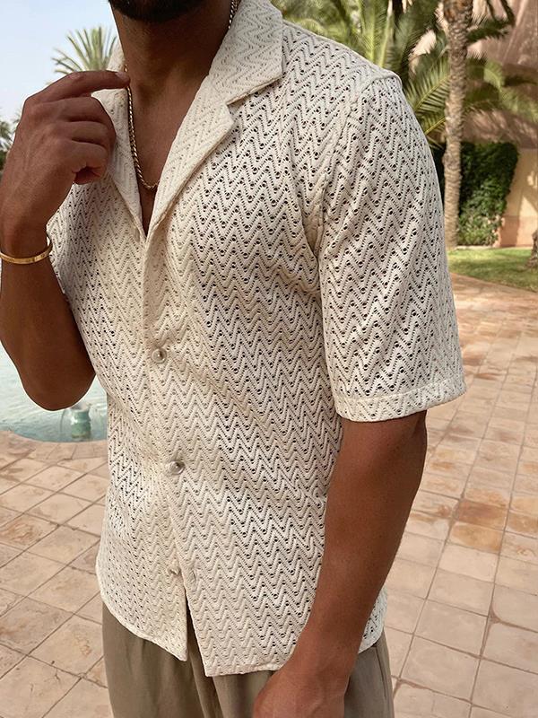 Men's short sleeves lace shirt style 7