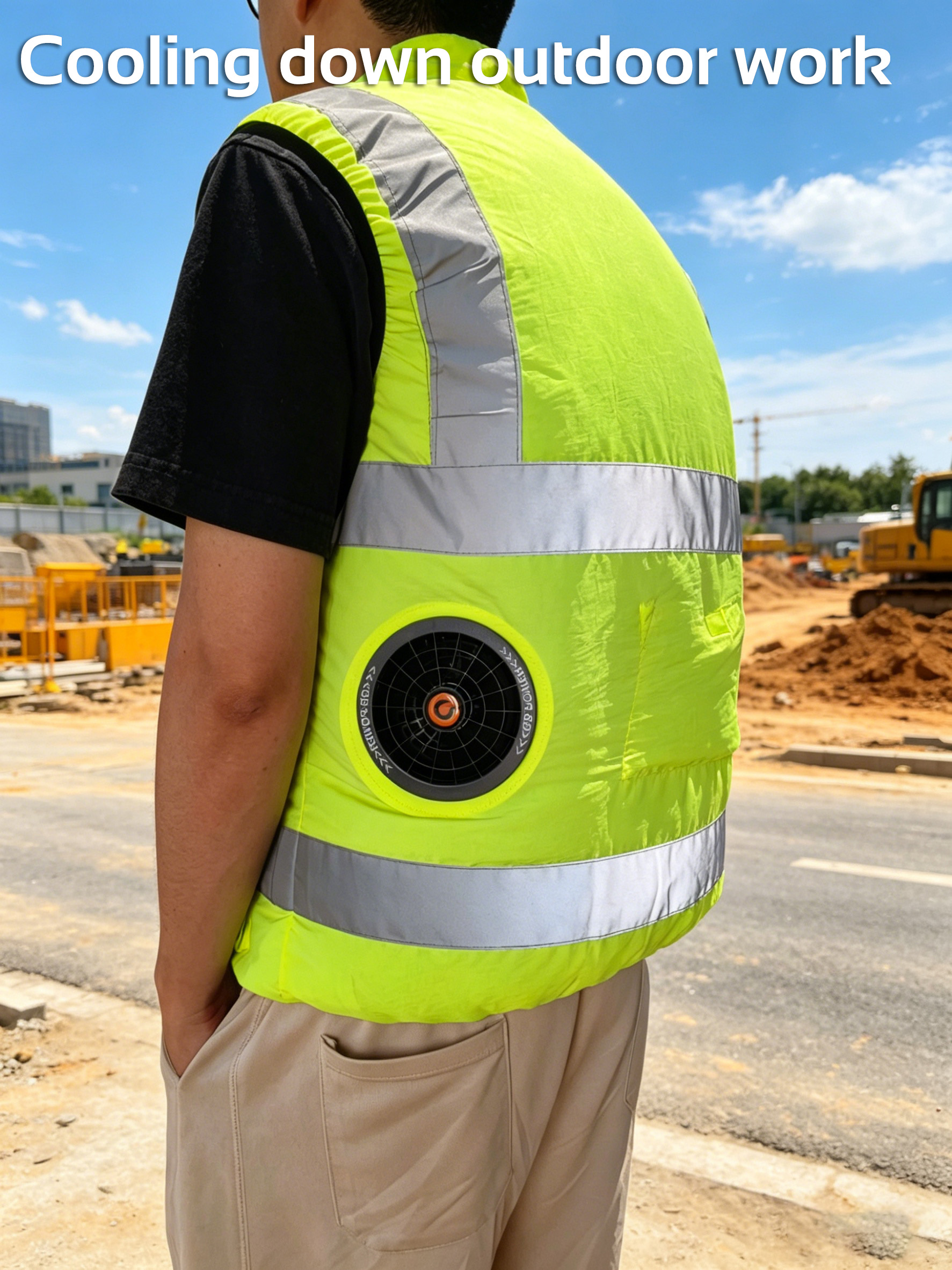 New Arrival Outdoor Hi Vis Security Cooling Fan Safety Cooling Sleeveless Vest Reflective Jacket Construction Site Vest Workwear