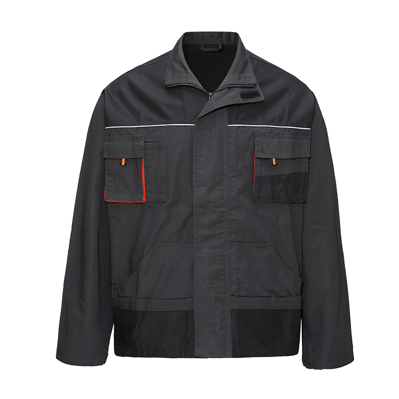 Hot Sale Industrial Mechanic Workwear Multi Pocket Uniform Reflective Safety Work Jacket with Stand Collar Woven Canvas Fabric