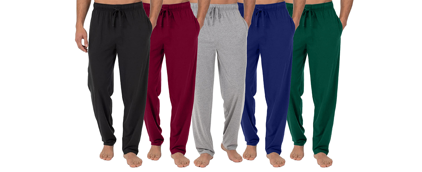 Men's Classic Lounge Jersey Solid Pajama Pants-Summer Casual Soft Cotton Blend Quick Dry Elastic Waistband Drawstring Relaxed