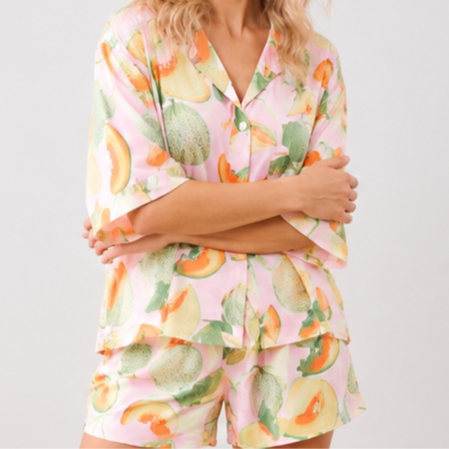 Manufacturer Fruit Pattern Pj Digital Print Pyjama Femme Sleepwear Women Home Wear Women's Summer Pajamas Set Lady Luxury Pijama