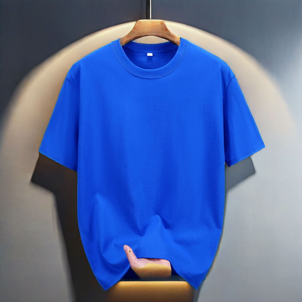 Men's Summer Round Neck T-Shirt Cute Printed Short Sleeved In Polyester/Cotton 180 Grams Knitted Fabric With Pattern