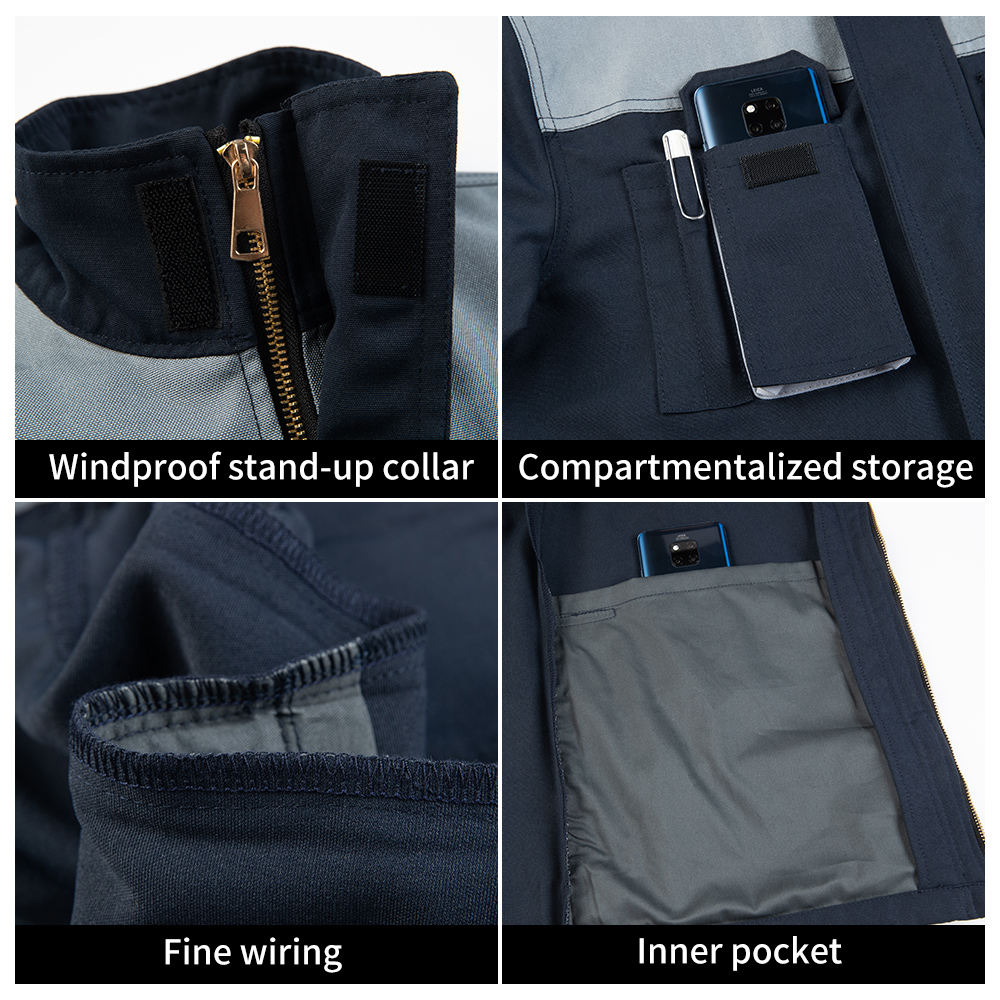 Wear Resistant Mining Work Suits Jacket and Bib Pants Construction Work Uniforms with Multi Pockets Men Workwear