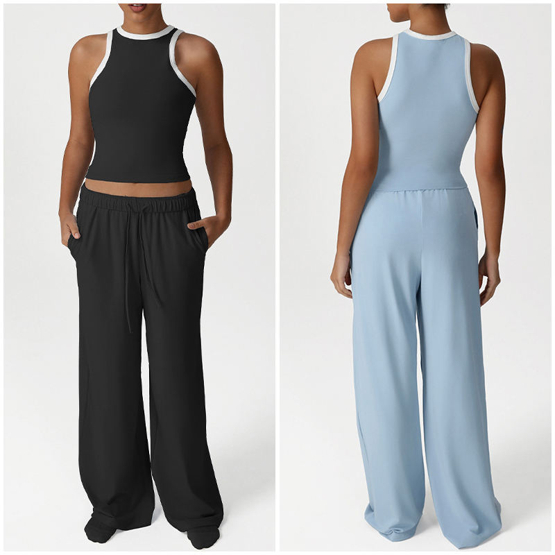 Custom High Quality Sport Slimming Yoga Sets For Women New Design Loose Wide-leg Comfortable Breathable Two Piece Sports Set