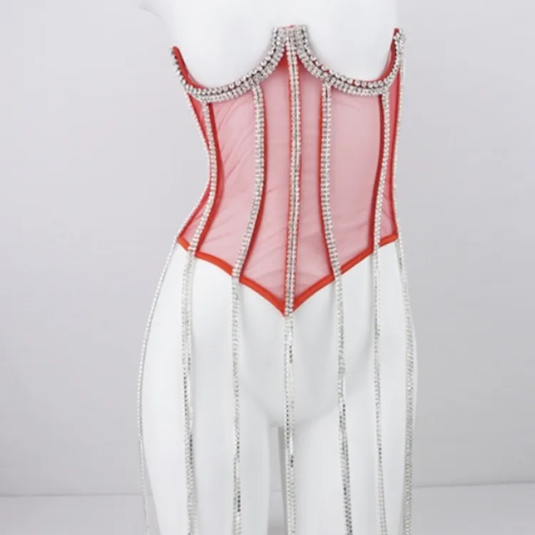 Bright Diamond Chain Shapewear Hot Girl Outside Wear Hipster Corset