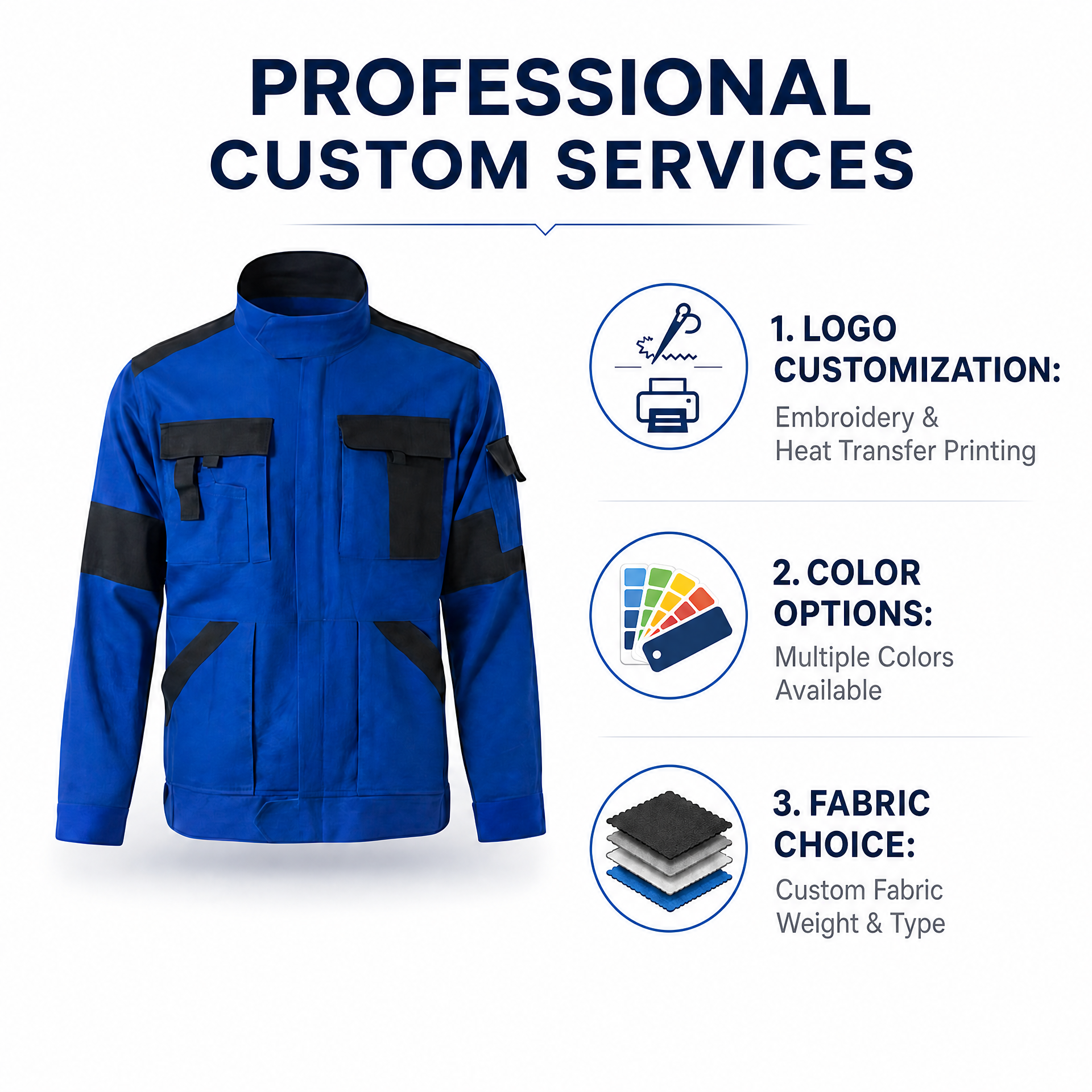 100% Cotton Skin-friendly S-4XL Multi-pocket Workwear Set JK010 Workwear Jacket and Pants Set