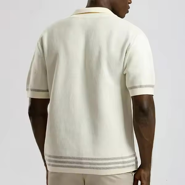 High Quality Men's Short Sleeve Knitted Cardigan Custom Logo ODM Popular Cotton Knitted Polo T Shirt Sweater High Men's Sweater