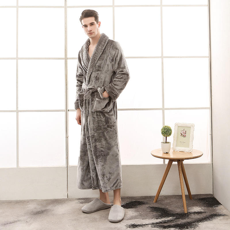 Custom Bath Robe Fashion Couple Pajamas 100% Polyester Flannel Men's Sleepwear extra Shawl Collar Women Bathrobes with logo