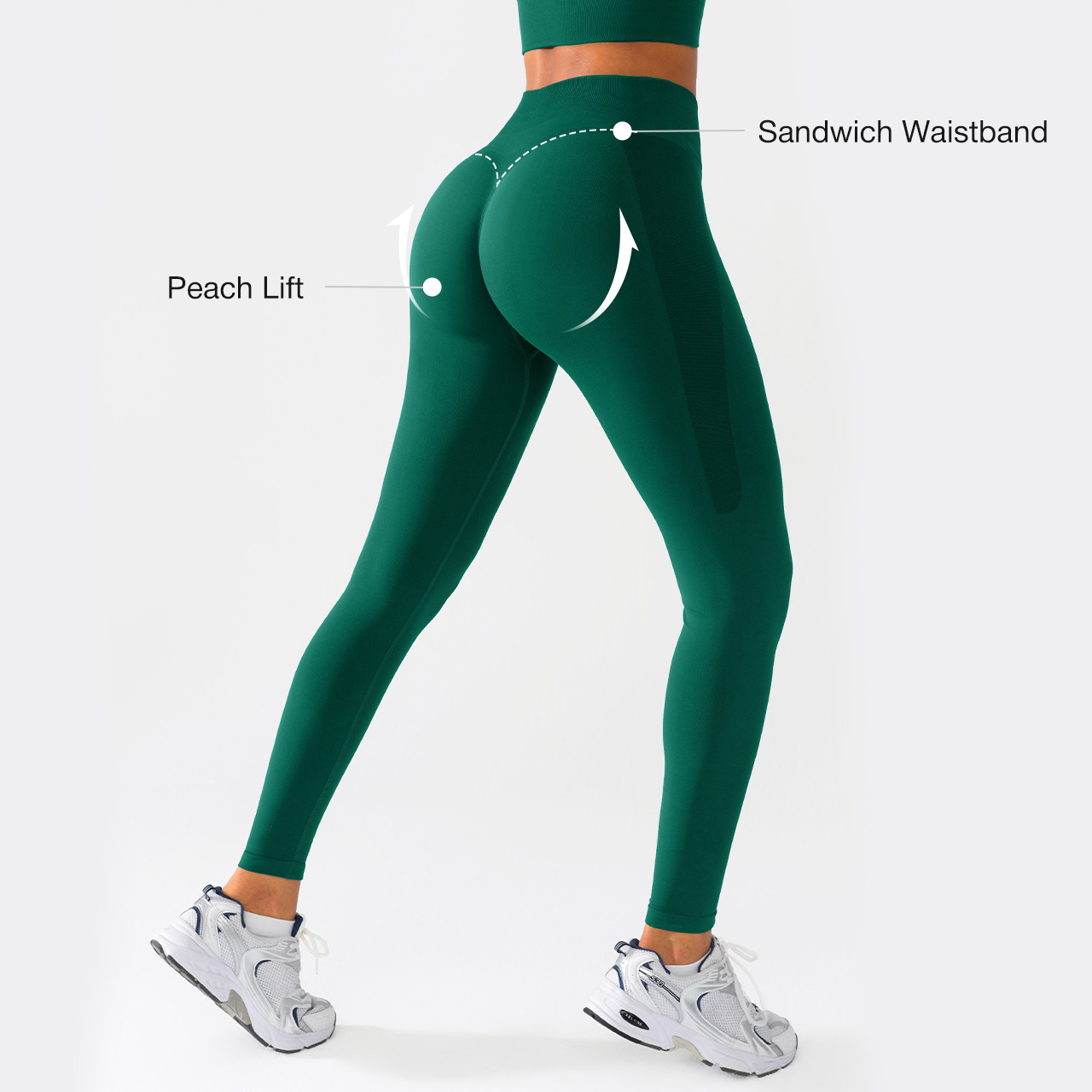 Vractive Wholesale Peach Lift Leggings Solid Elastic Waist High Waist Pants Tummy Control Soft Sweat-Wicking Seamless Gym Wear