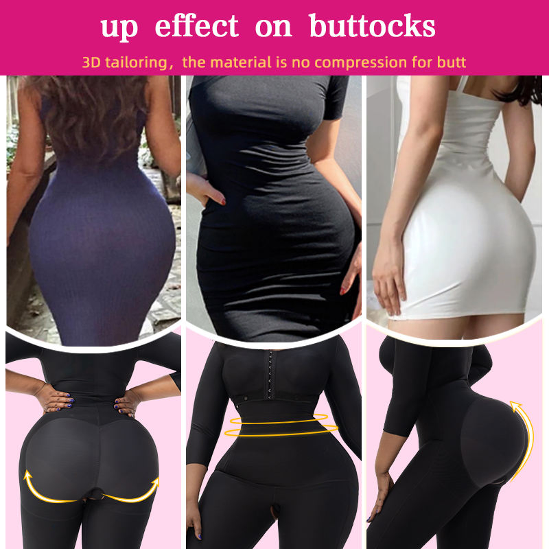 Factory Custom Made High Compression Bbl Post Surgery Bodysuit Faja Butt Lifter Tummy Control Shapewear with Bra