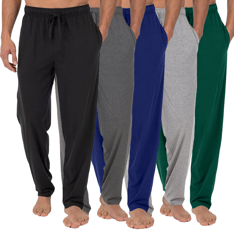 Men's Classic Lounge Jersey Solid Pajama Pants-Summer Casual Soft Cotton Blend Quick Dry Elastic Waistband Drawstring Relaxed