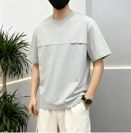 High-Quality 240g Cool Touch Button T-Shirt for Men