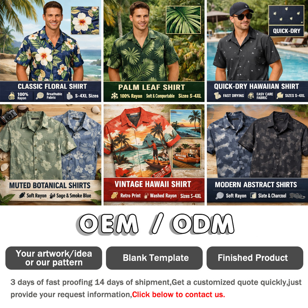 Polyester Poplin Hawaiian Floral Casual Shirt Custom Logo Aloha Resort Beachwear Wholesale Men's and Women's Style
