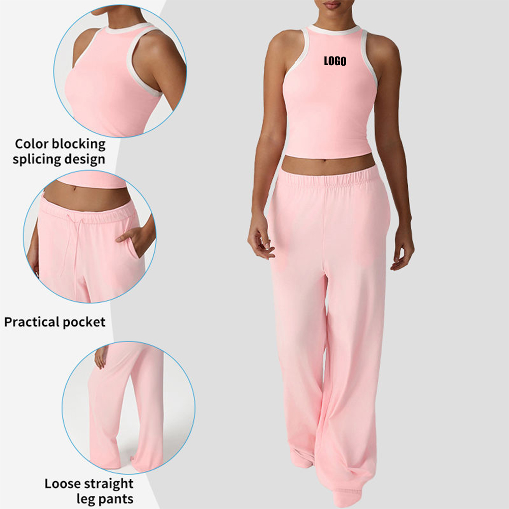 Custom High Quality Sport Slimming Yoga Sets For Women New Design Loose Wide-leg Comfortable Breathable Two Piece Sports Set