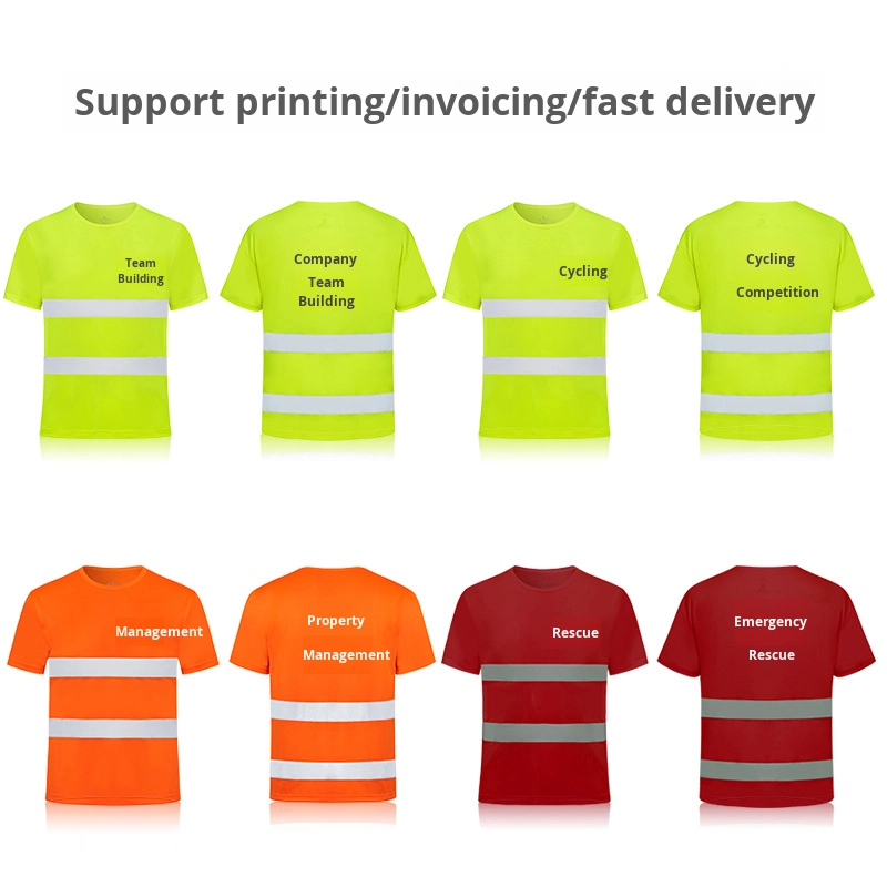 Direct Manufacturer's Quick-Dry Reflective T-Shirt Turn-Down Collar Construction Site Workwear Nighttime Traffic Safety Vest