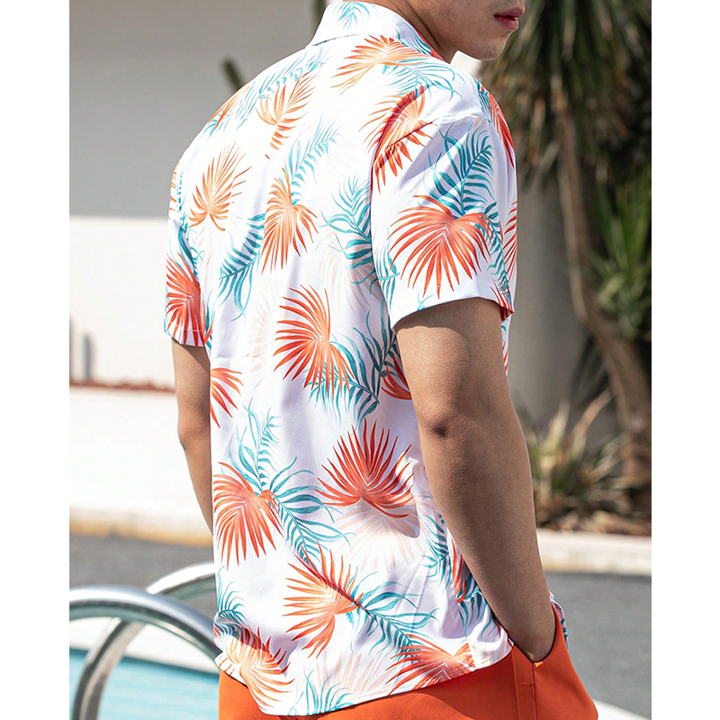 Resort Spring Summer Shirt for Men Custom Printed Graphic Beach Oversized Short Sleeve Mens Hawaiian Shirt