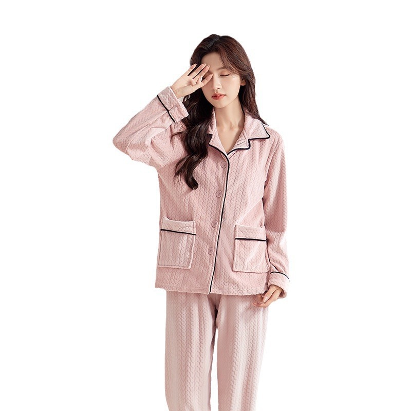 Wholesale Soft Elegant Regular Fit Solid Embroidered Combo Nightgowns Luffy Flannel Woman Sexy High Quality Cosy Adult Pyjama