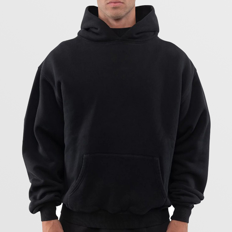 Luxury 100% Cotton Pullover French Terry Hoodie Wholesale Plain Bulk Hoodies Vintage Boxy Cropped 500GSM Streetwear Hoodie