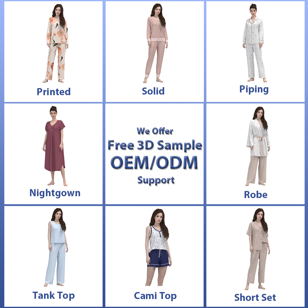 Custom Long Sleeve PJ Cotton Pyjamas Bow Print Sleepwear Causal Modal Bamboo Pajamas Loungewear Women Sets