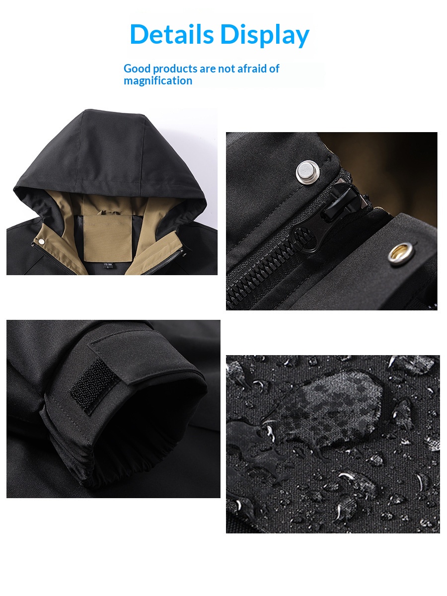 Windproof Waterproof Hooded Loose Group Workwear Bomber Jacket Hard Shell Windbreaker Women Men Outdoor Functional Customization