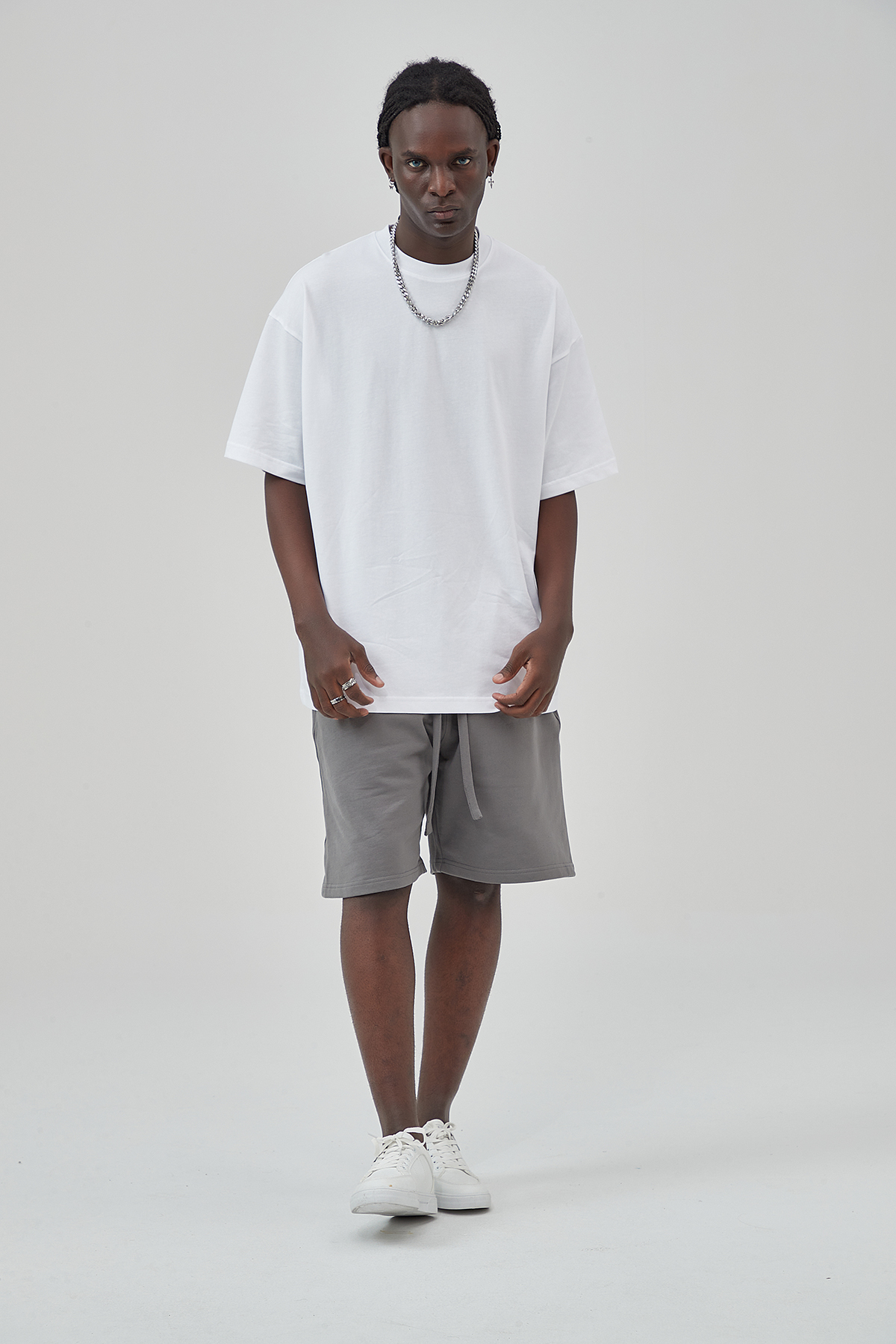 Men's Cotton Oversized Short Sleeves Plain Color T-Shirt, Comfortable Loose Casual Top Wear