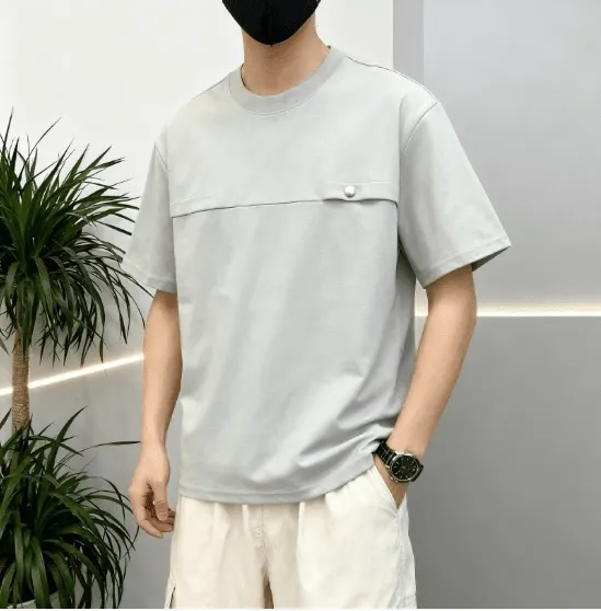 High-Quality 240g Cool Touch Button T-Shirt for Men