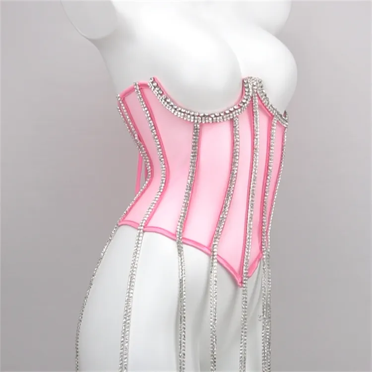 Bright Diamond Chain Shapewear Hot Girl Outside Wear Hipster Corset